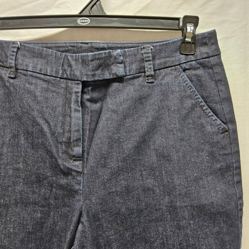 Talbots Stretch Trouser Jeans Womens 12 Dark Wash Indigo Wide Leg Denim Pants